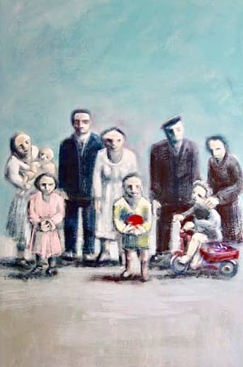 Famille bleue, 180 x 130 cm, peinture acrylique