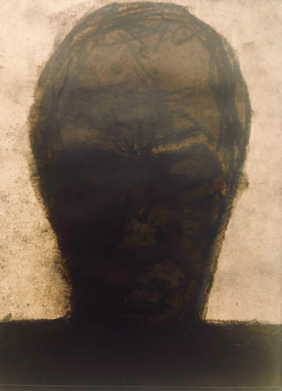 Invisibles, portrait anonyme, 33 cm x 33 cm, techniques mixtes